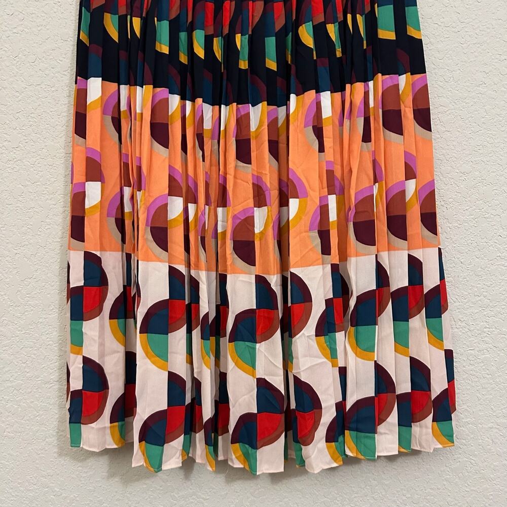 J.CREW 365 Skirt Multicolor Geometric Pleated Midi Psychedelic AOP - Picture 5 of 13